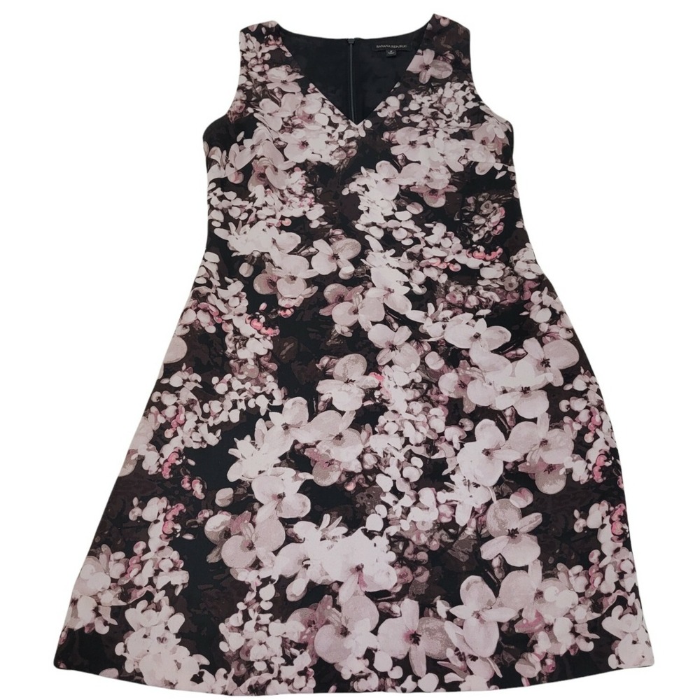 Banana Republic Womens Size 2‎ Floral 100% Polyester Pink Black Sheer